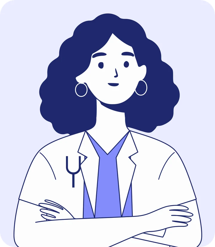 Ilustración de una profesional de fonoaudiología